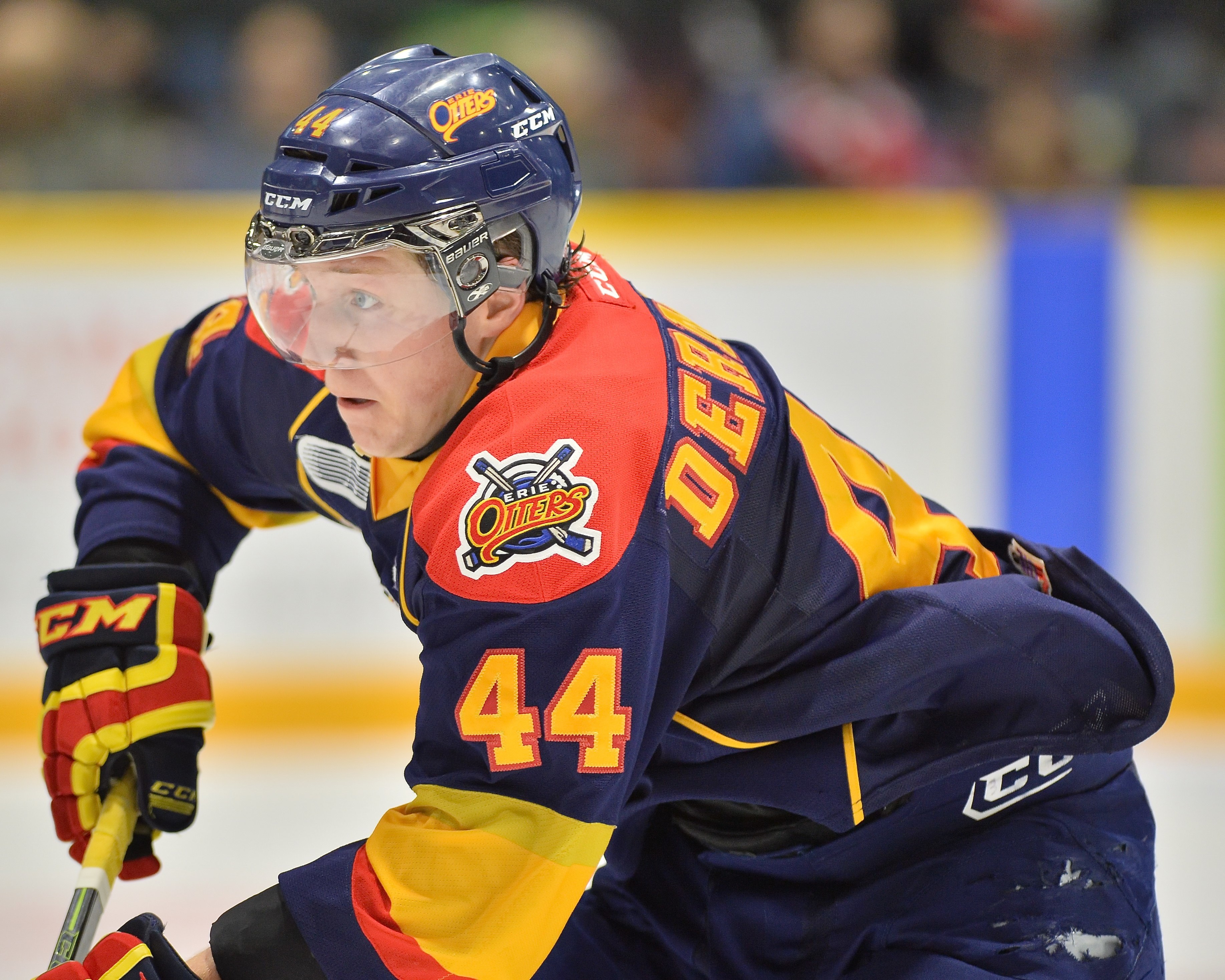 Travis Dermott of the Erie Otters. Photo by Terry Wilson / OHL I