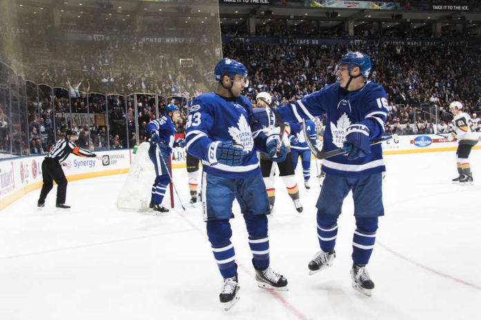 mitch marner and nazem kadri of the toronto maple leafs mitch marner and nazem kadri of the toronto maple leafs